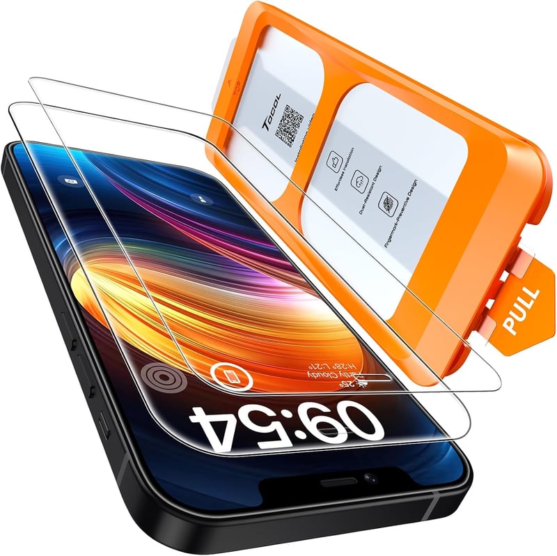 TOCOL iPhone 12 edzett üveg képernyővédő 2db, 9H keménység, buborékmentesítő - iPhone 12 / 12 Pro, Protective glass