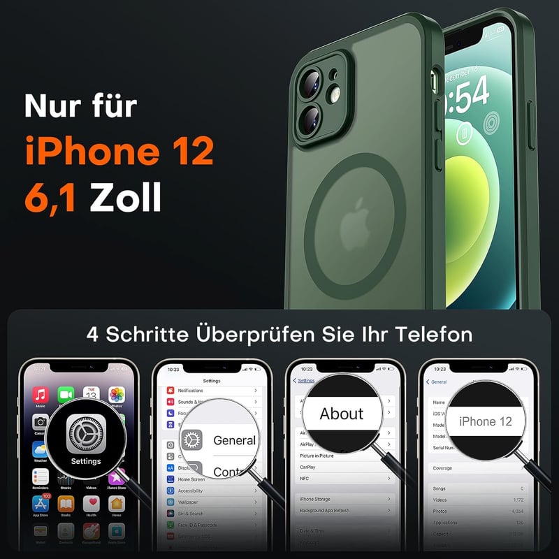 TOCOL iPhone 12 MagSafe tok, teljes kameravédelem, ütésálló, alpesi zöld