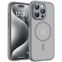 TOCOL kryt pre iPhone 15 Pro kompatibilný s MagSafe, s kompletnou ochranou fotoaparátu, priehľadný zadný kryt – sivý 1