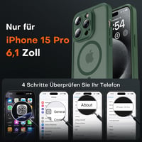 TOCOL iPhone 15 Pro MagSafe tok, kamera védelemmel, ütésálló, alpesi zöld - iPhone 15 Pro, Alpine green 2