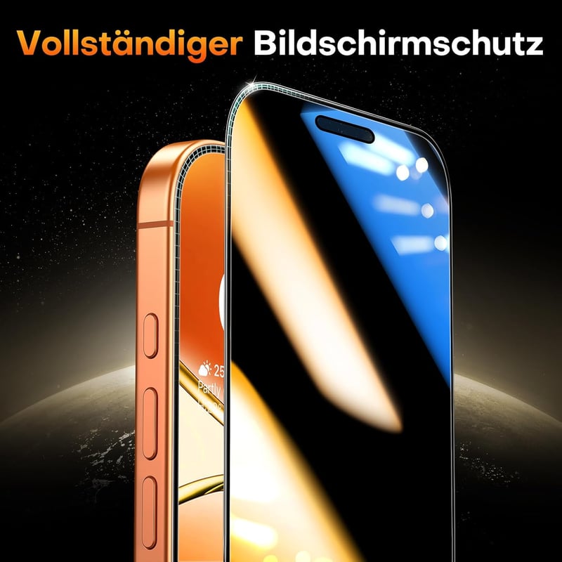 TOCOL iPhone 17 Pro/16 Pro edzett üveg képernyővédő 6.3" 9H, 2db - iPhone 16 Pro, Privacy protection glass
