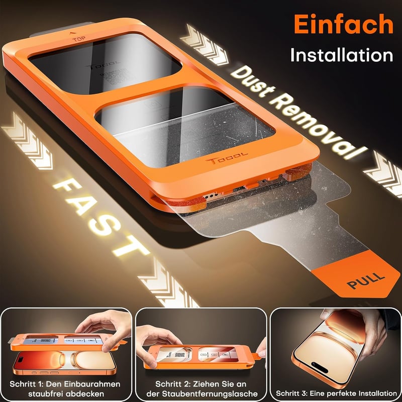 TOCOL iPhone 17 Pro/16 Pro edzett üveg képernyővédő 6.3" 9H, 2db - iPhone 16 Pro, Privacy protection glass