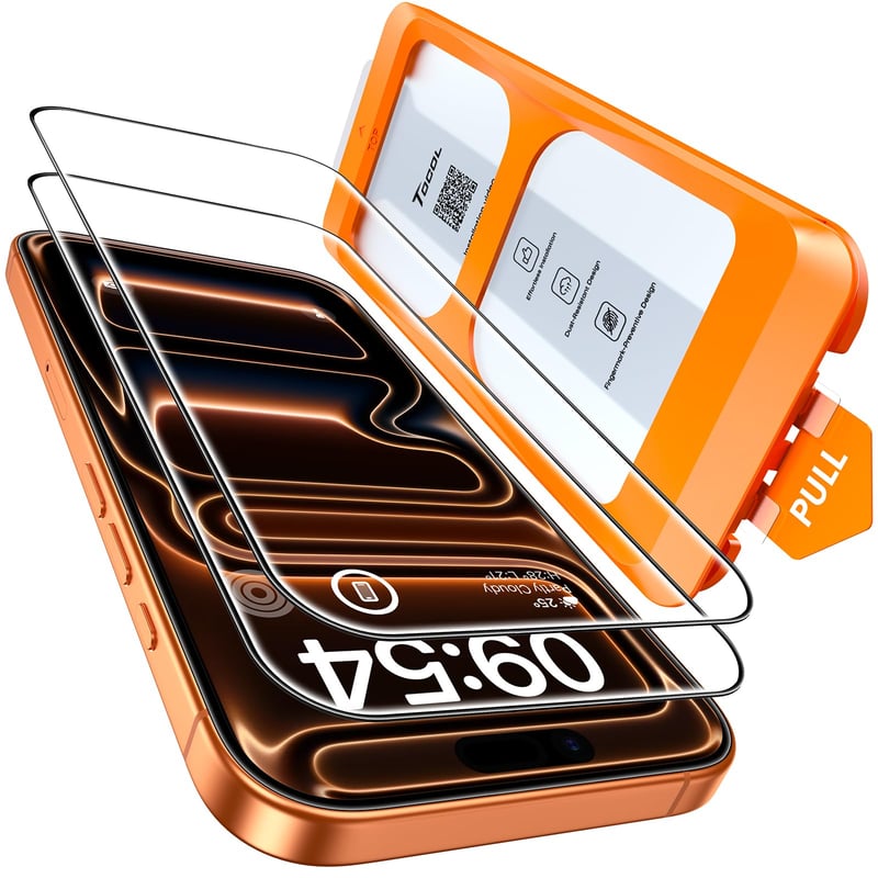 Folie de protecție din sticlă securizată TOCOL pentru iPhone 17 Pro, 6,3 inchi, aplicare ușoară
