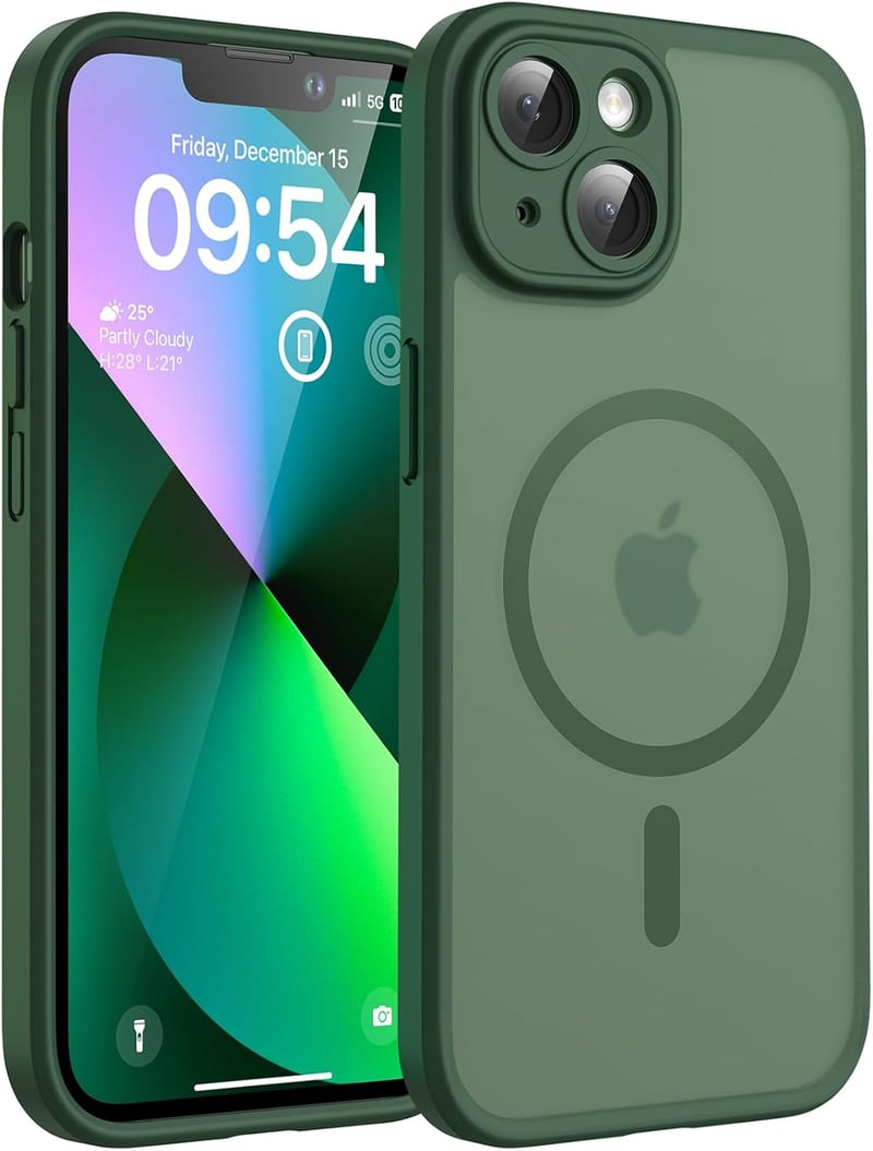 TOCOL MagSafe-kompatibilis iPhone 13 tok, teljes kameravédelemmel - alpesi zöld