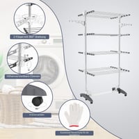 Uscător de rufe vertical pliabil Todeco cu 4 niveluri, suport din oțel inoxidabil pentru interior, gri 2
