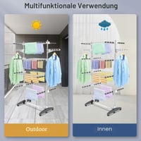 Uscător de rufe vertical pliabil Todeco cu 4 niveluri, suport din oțel inoxidabil pentru interior, gri 4