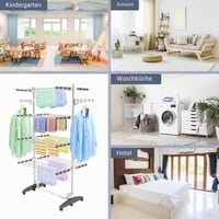 Uscător de rufe vertical pliabil Todeco cu 4 niveluri, suport din oțel inoxidabil pentru interior, gri 6