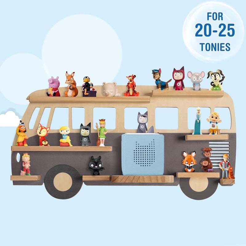 Todeco Tonie Polc 20-25 Figurához Mágneses Tárolóval Szürke Busz
