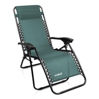 Todeco Zero Gravity ležadlo, skladacie záhradné relaxačné kreslo, priedušný materiál Textilene, opierka hlavy, polohovateľné operadlo, na terasu, balkón, k bazénu, zelená 1