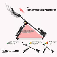 Veslovací trenažér 3 v 1 na doma, multifunkčný stroj na veslovanie s 2 úrovňami intenzity, posilňovač brušných svalov a trenažér na precvičenie celého tela, nosnosť 120 kg 6