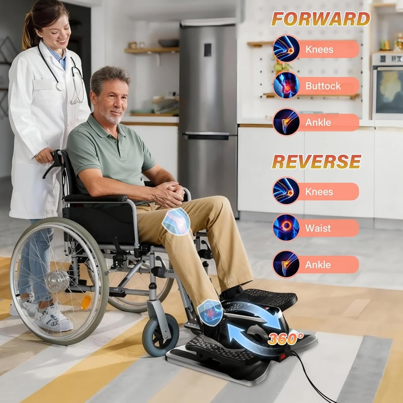 Mini eliptică electrică neagră, aparat de fitness pentru sub birou, 12 trepte de viteză, 2 moduri, cu telecomandă, afișaj și benzi de fixare pentru picioare
