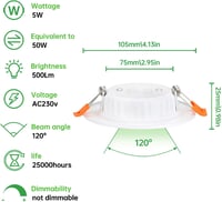 Tofisr Ultravékony LED Süllyesztett Spotlámpa Szett - 36 db 5W Mennyezeti Lámpa, 2700K Meleg Fehér, 230V, IP20, 500 Lumen, Beltéri Világítás 2