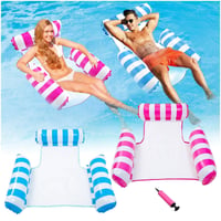 TOGETDREAM Set de 2 hamace gonflabile de apă 4 în 1 și saltele de plajă, pentru adulți și copii, scaun de relaxare pentru petreceri la piscină pe timp de vară 1