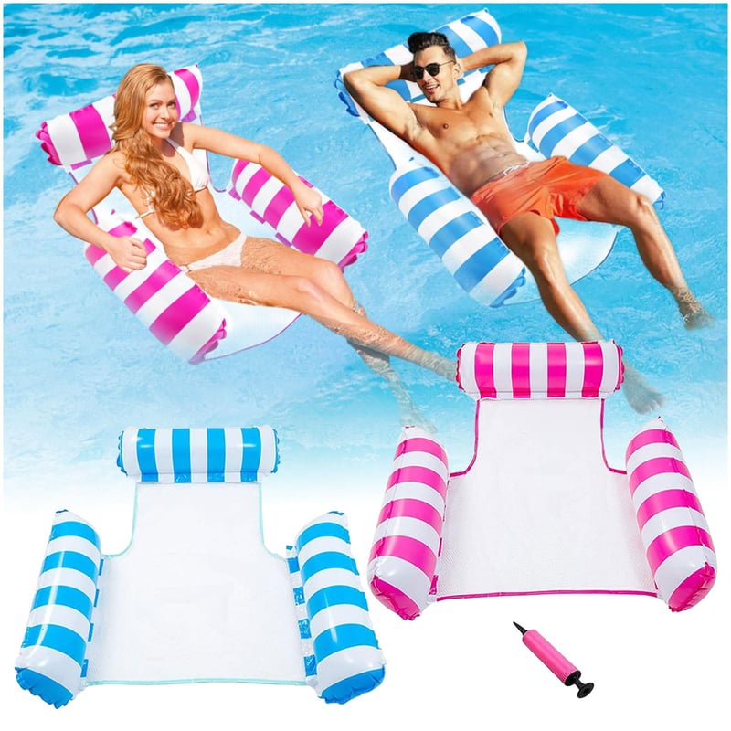TOGETDREAM Set de 2 hamace gonflabile de apă 4 în 1 și saltele de plajă, pentru adulți și copii, scaun de relaxare pentru petreceri la piscină pe timp de vară