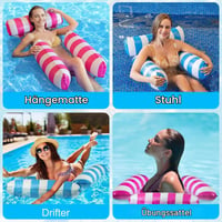 TOGETDREAM Set de 2 hamace gonflabile de apă 4 în 1 și saltele de plajă, pentru adulți și copii, scaun de relaxare pentru petreceri la piscină pe timp de vară 2