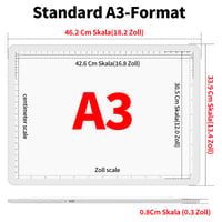 Placă de desen luminoasă LED TOHETO A3 cu geantă pentru pictură cu diamante, masă luminoasă ultra-strălucitoare cu butoane laterale, pad luminos pentru copiere și schițe, alb 3