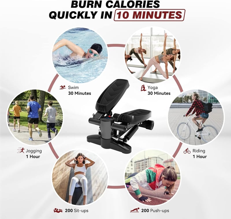 Tohoyard Mini Stepper 150 kg Ellenállásos Szalagokkal és LCD Kijelzővel