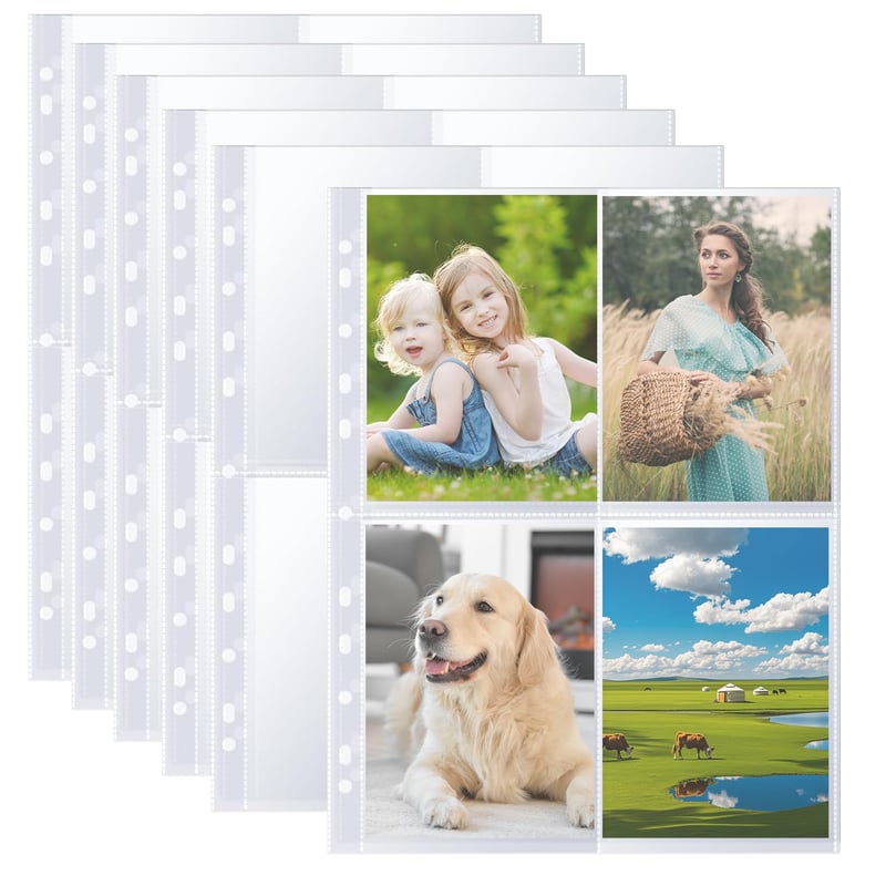 Toionmm A4 fotografické vrecká, 60 ks priehľadných fólií so 480 vreckami na pohľadnice a fotografie, priehľadná ochranná fólia