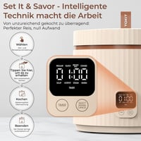 TOKIT 1,5L rizsfőző mini multifunkcionális érintőgombos kijelzővel fehér 3
