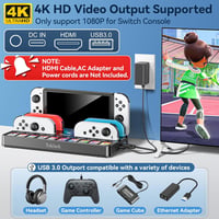 Tokluck Switch dokkoló OLED-hez 4K HDMI-vel, Joycon töltővel és játéktárolóval 2