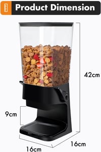 Tokokimo Falra Szerelhető Cereál Adagoló 5L Fekete - Kutyatáp és Száraz Élelmiszer Tároló 5