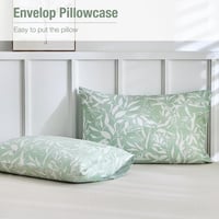 Tokokimo világoszöld levél mintás 100% mikroszálas paplanhuzat 220x240 cm, gyűrődésálló, 2 db 65x65 párnahuzat 4