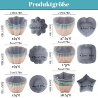 TOKSEO 36 bucăți forme din silicon pentru brioșe, 6 modele diferite, forme de copt reutilizabile antiaderente pentru prăjituri, budinci și torturi (3 culori) 2