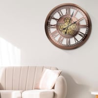 TOKTEKK 53 cm Nagy Fali Óra Mozgó Fogaskerekekkel - Vintage Vörös Fém Falióra Romantikus Számokkal Nappaliba, Konyhába, Irodába 6
