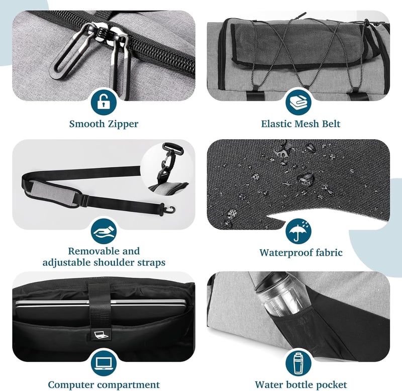 Tolaccea Expandable 54-72L Sporttáska Hátizsák Cipőtartóval Laptop Rekesszel Utazáshoz Edzéshez