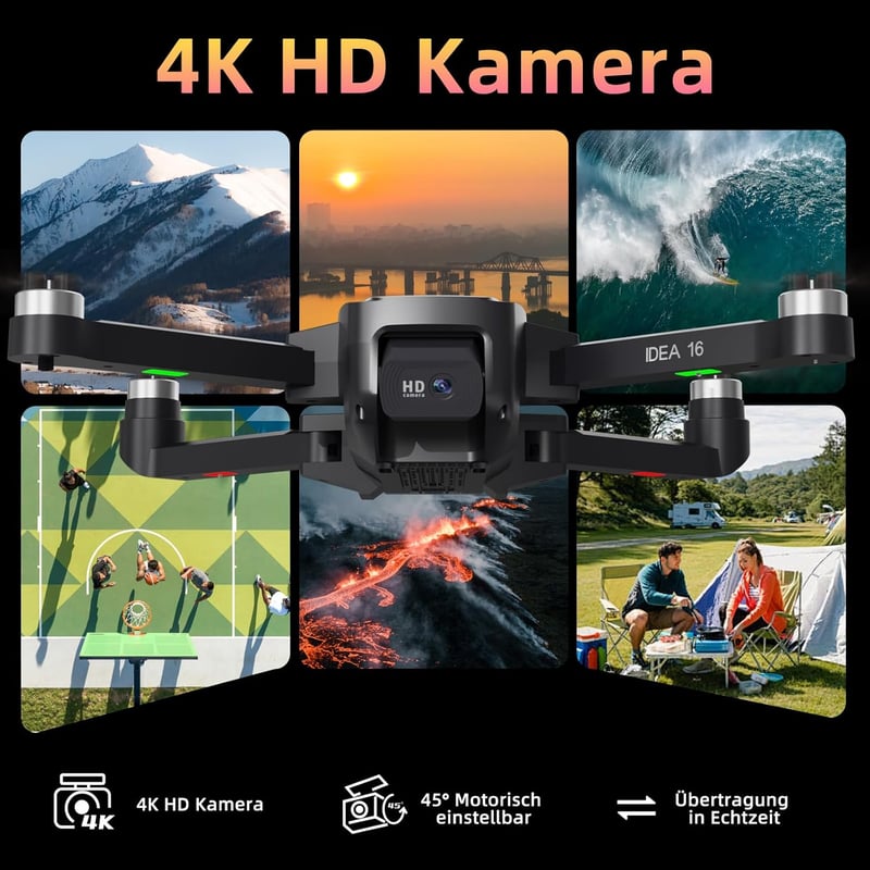 Toladrone 4K Kamerás Drón - 5G WiFi, 40 km/h Sebesség, 4-es Szintű Szélállóság, Kefe Nélküli Motor, Összecsukható Quadkopter Felnőtteknek