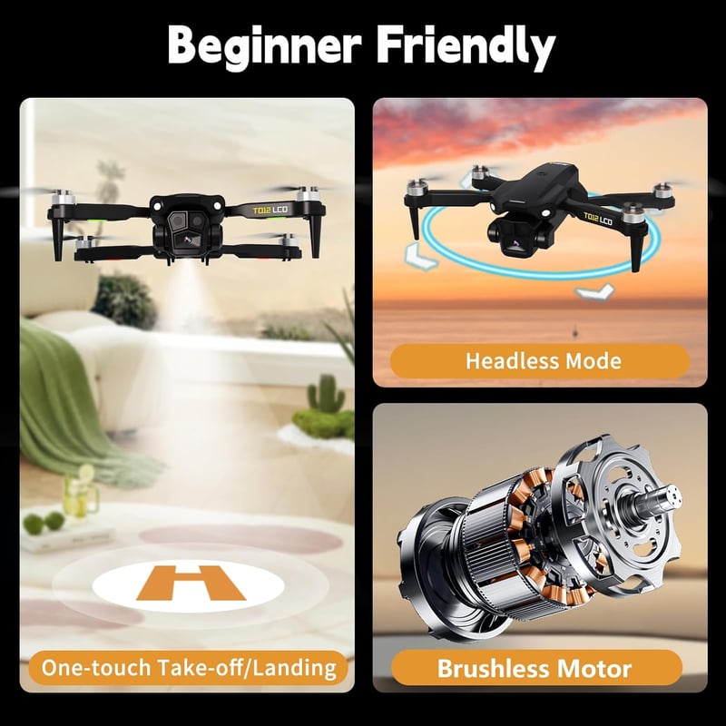 Toladrone TD12LCD Drón Kamerával, Összecsukható Quadcopter Felnőtteknek és Kezdőknek - TD12LCD-B2