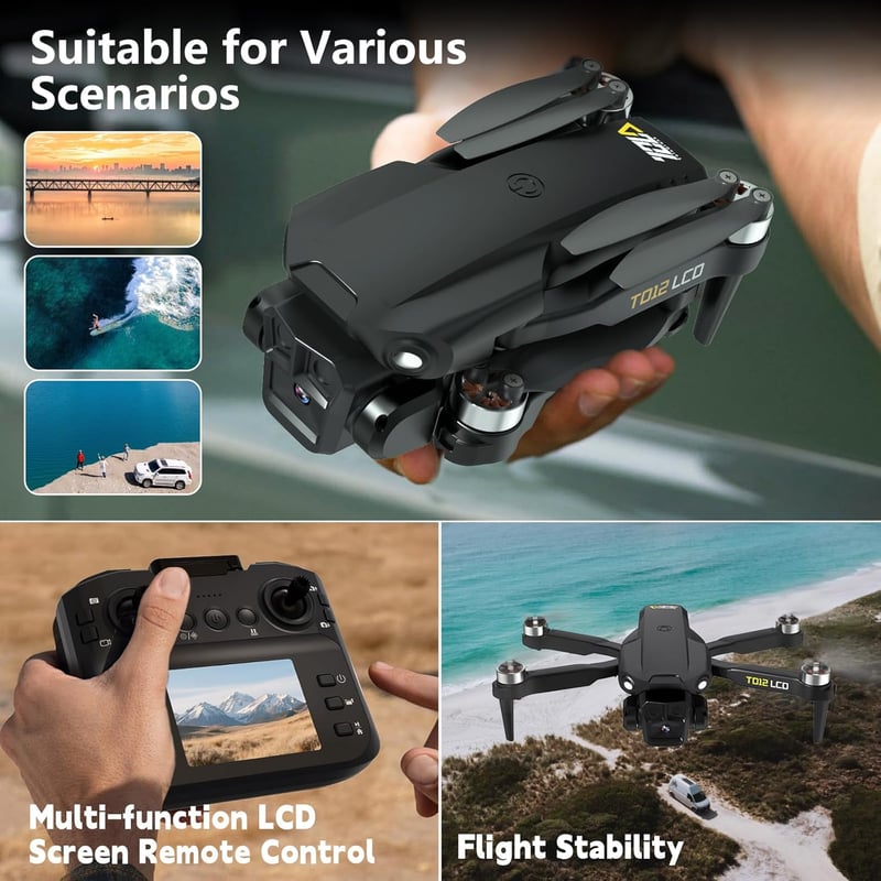 Toladrone TD12LCD Drón Kamerával, Összecsukható Quadcopter Felnőtteknek és Kezdőknek - TD12LCD-B2
