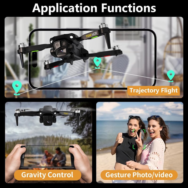 Toladrone TD12LCD Felnőtt Drón Kamerával - Brushless Motor, LCD Kijelző, Valós Idejű Képátvitel, Összecsukható Quadcopter Kezdőknek, 360° Fl