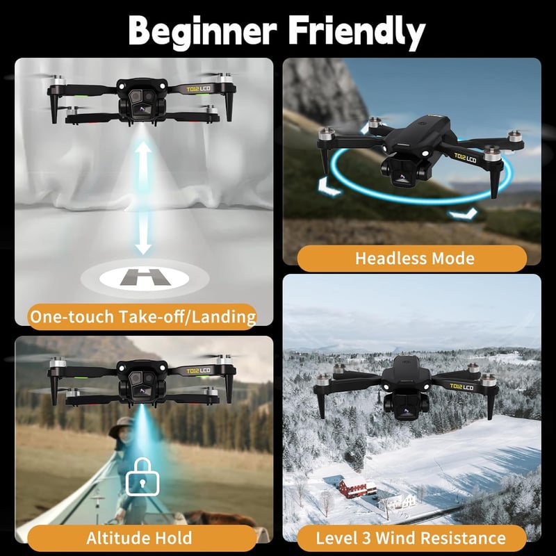 Toladrone TD12LCD Összecsukható Dron LCD Kijelzővel, Optikai Pozicionálás, Kezdőknek