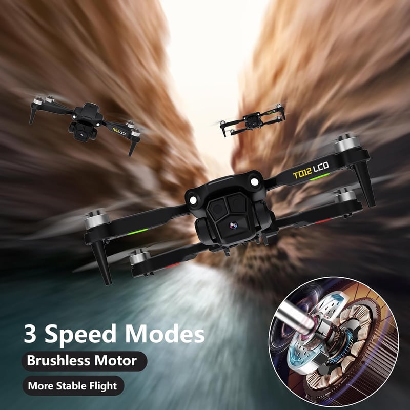 Toladrone TD12LCD Összecsukható Dron LCD Kijelzővel, Optikai Pozicionálás, Kezdőknek