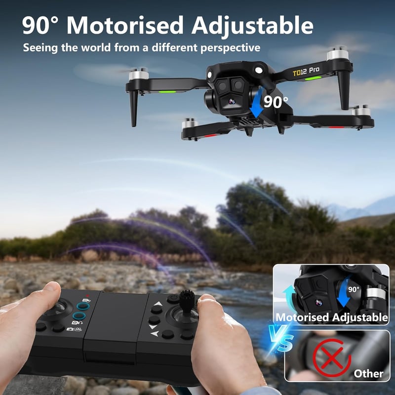 Toladrone TD12PRO összecsukható mini drón 4K kamerával, kefe nélküli quadcopter kezdőknek, 3 szintű szélállóság, app vezérlés, hordtáskával