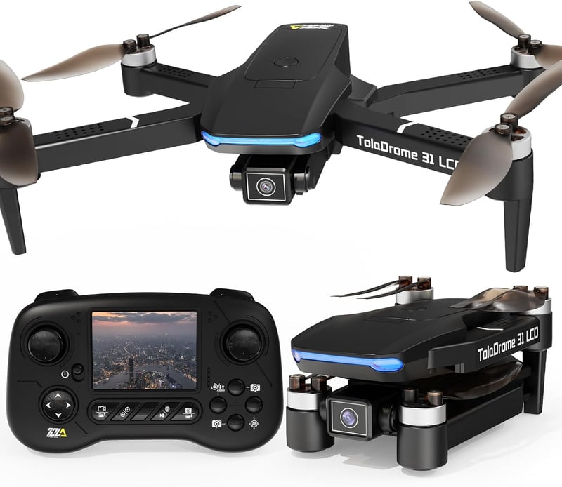 Toladrone TD31LCD összecsukható drón kamerával, LCD kijelzővel és távirányítóval