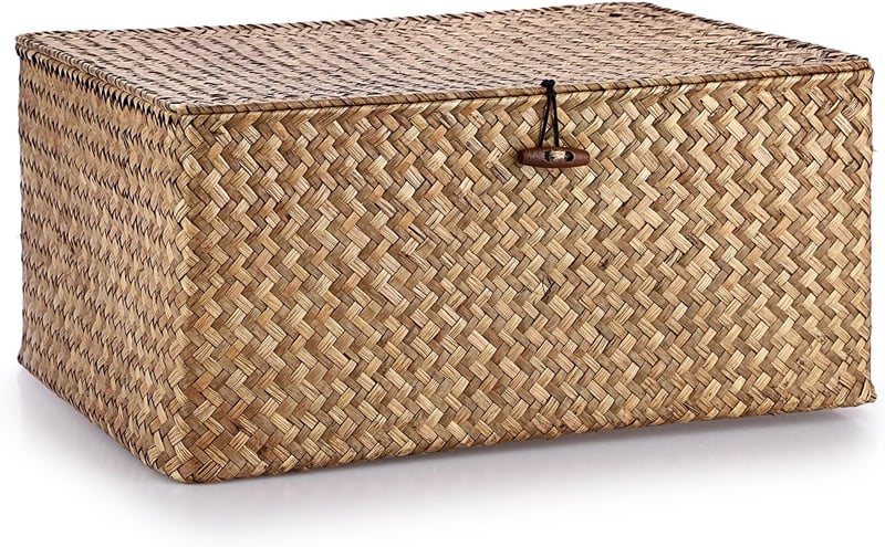 TOLIDA Fonott Tárrolódoboz Fedéllel Természetes Barna 40x28x19cm