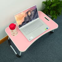 Tom Moritz podesivi stol za laptop s držačem za čašu, protukliznom podlogom, sklopiv, prijenosan, ružičasti 1