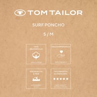 Poncho de surf unisex TOM TAILOR, mărime S-M, 100% bumbac frotir, poncho de baie cu glugă și buzunare frontale, turcoaz (Fresh Sage) 6
