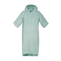 Poncho de surf unisex TOM TAILOR, mărime S-M, 100% bumbac frotir, poncho de baie cu glugă și buzunare frontale, turcoaz (Fresh Sage) 1