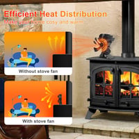 Tomersun Kályha Ventilátor 6 Lapátos Hőenergiával Működő Csendes Kandallóventilátor Fatüzelésű Kályhához Fekete 2