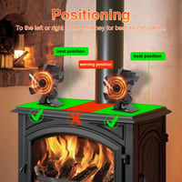 Tomersun Kályha Ventilátor 6 Lapátos Hőenergiával Működő Csendes Kandallóventilátor Fatüzelésű Kályhához Fekete 4