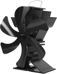 Tomersun Kályha Ventilátor 6 Lapátos Hőenergiával Működő Csendes Kandallóventilátor Fatüzelésű Kályhához Fekete 1