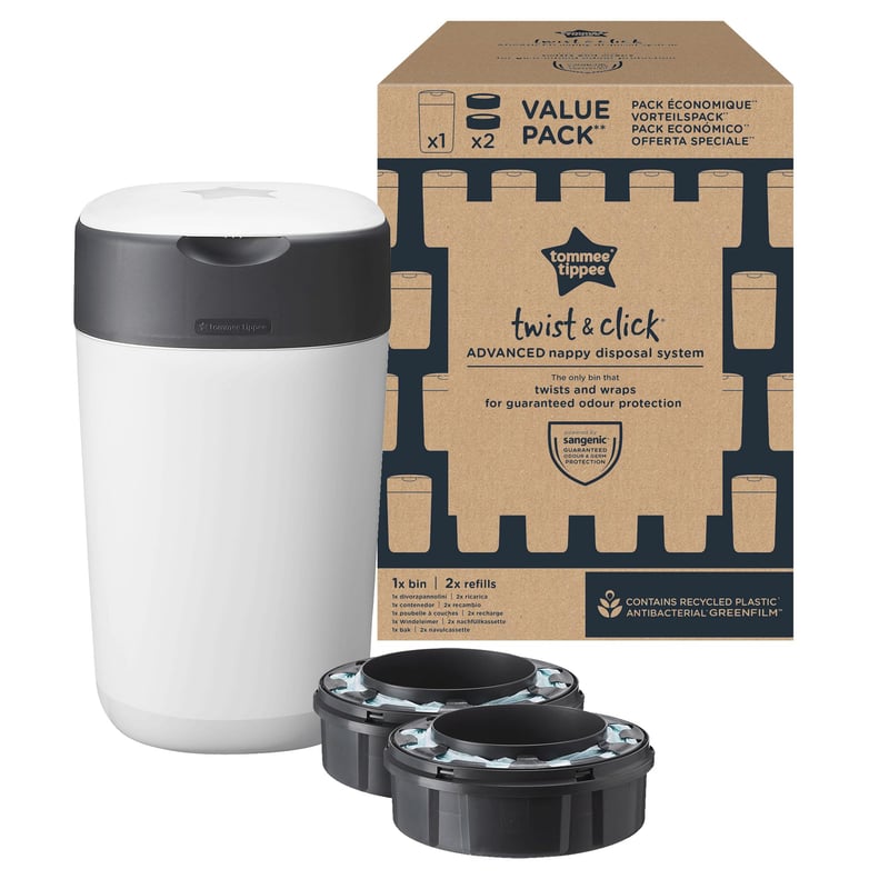 Tommee Tippee Twist and Click Advanced pelenkavödör 2 utántöltő kazettával, szagtalanító és csíravédő funkcióval, nagy kapacitás