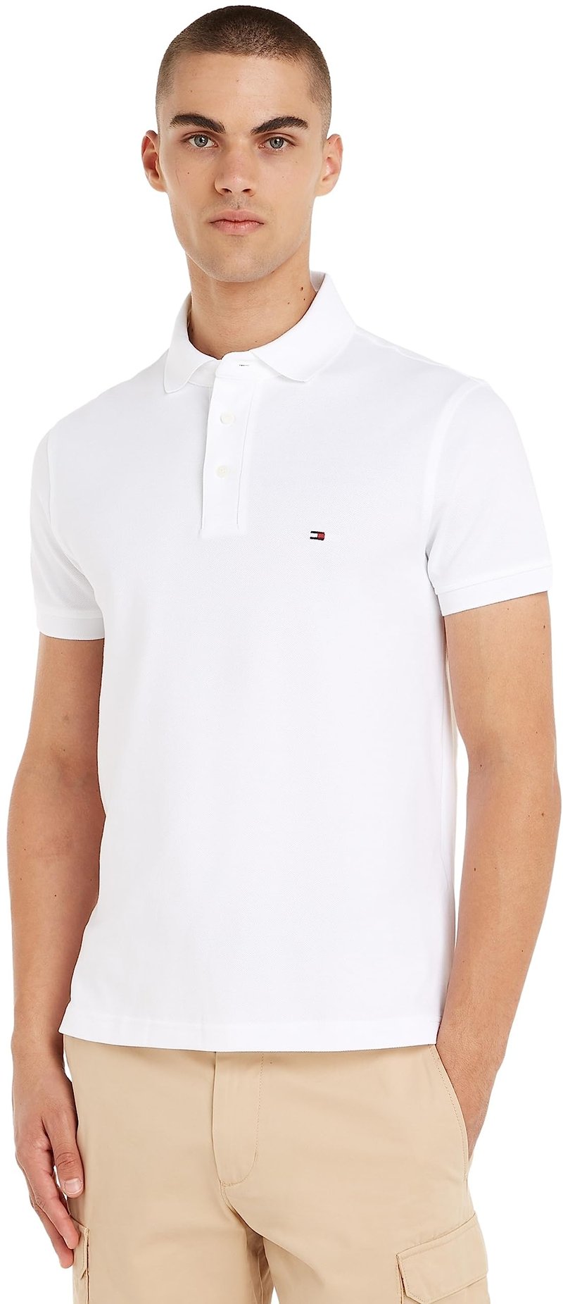 Pánske polo tričko Tommy Hilfiger 1985 Slim Fit s krátkym rukávom - Biela - Veľkosť L