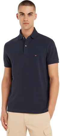 Tricou polo pentru bărbați Tommy Hilfiger Core 1985 cu mânecă scurtă, croială Regular Fit - albastru Desert Sky - mărimea XL 1