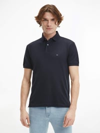 Tricou polo pentru bărbați Tommy Hilfiger Core 1985 cu mânecă scurtă, croială Regular Fit - albastru Desert Sky - mărimea XL 4