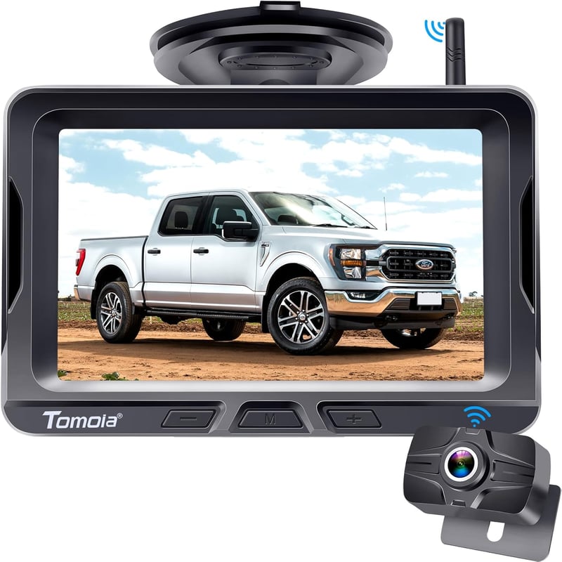 Tomoia Vezeték Nélküli Tolatókamera Szett 5 Hüvelykes Monitor HD 1080P Bluetooth Teherautó Autó Lakóautó Éjjellátás IP69 Vízálló