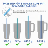 Tomorotec 15 kom. višekratnih silikonskih slamki za Stanley čaše, 31 cm, s 2 četke za čišćenje, za čaše od 40oz/30oz/20oz, bez BPA, perivo u perilici posuđa, morske boje 3